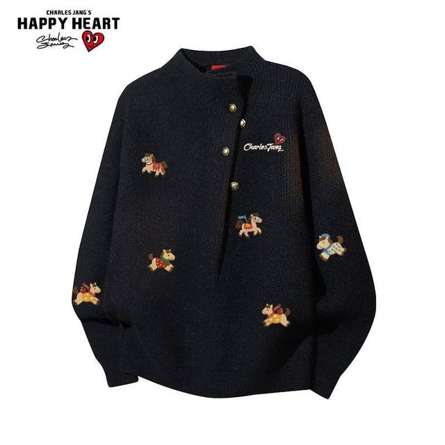 CHARLES JANG'S HAPPY HEART 青年男女半高领针织衫 petSylFdXF