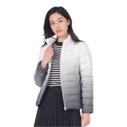 坦博尔 女装羽绒服 修身长袖 渐变印花 立领 TB3302666192 海岸灰 XL