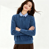 阿仕顿 2025年秋季女士百搭舒适双领修身假两件针织衫