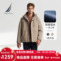 NAUTICA 秋冬防轻溅水可脱卸帽三合一厚外套棉服JO4313 卡其0CR L