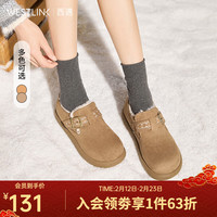 西遇 厚底勃肯鞋女2025冬季百搭加绒复古毛毛鞋外穿保暖雪地鞋 卡其色 （20天） 37 (235)