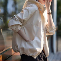 百家好 户外连帽运动外套女2025秋冬新款夹棉夹克开衫