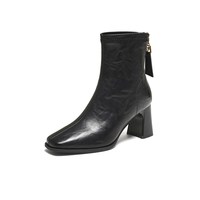 百思图 女士法式高跟小踝靴 F5217DD5