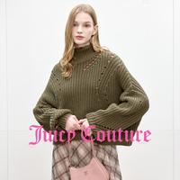 Juicy Couture 针织衫女镂空半高领粗线毛衣绿野摩登