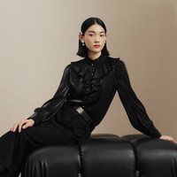 lime 莱茵 女士华丽荷叶边宫廷衬衫 LMFDOAWBL704