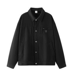 森马 x Marcus 联名工装翻领纯棉长袖夹克 2025AW 101525108109 黑
