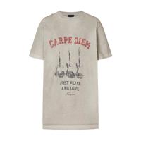  MO&Co./摩安珂 洗旧棉质斑驳摇滚印花 女士短袖T恤 L /170