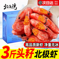北海湾 北极甜虾 新鲜头籽北极虾熟冻甜虾大号冰虾即食腹籽甜虾生鲜虾类