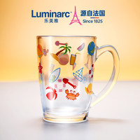 乐美雅 玻璃杯 大容量耐热微波牛奶杯 500ml 印花