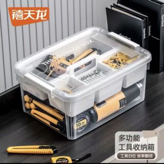 禧天龙 工具箱 双层分隔款 高透箱 瓷白隔板 16L（三色任选）