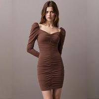 ZARA 甜美简约修身百搭长袖法式晚礼服连衣裙