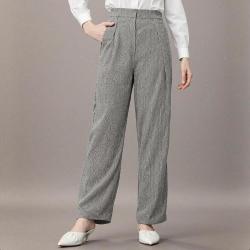 Massimo Dutti 女式摩登时尚休闲拼色条纹宽松阔腿长裤
