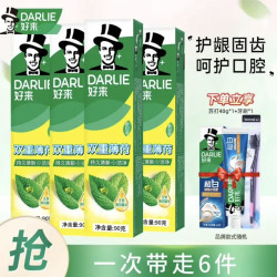 好来 黑人牙膏 双重薄荷 90g*4+赠牙膏40g*1+牙刷*1