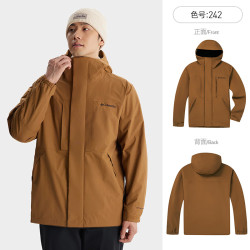 Columbia XE8191 硬壳连帽冲锋衣 奥米防水技术 防风拉链 轻量透气 棕