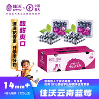 佳沃 新鲜水果 蓝莓  约125g/盒 4盒装 14mm+