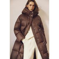 LILY 火山岩蓄热锁温釉彩羽绒国风连帽被子款长羽绒服女