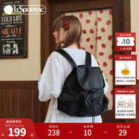 LeSportsac 乐播诗包包女包休闲旅行双肩包大容量通勤背包上课书包 黑色