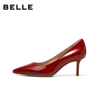  BeLLE/百丽 赵今麦同款 女士高跟鞋 酒红色 40