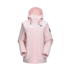 骆驼 女装透气三合一拉链连帽冲锋衣 A25CA6B347 粉 S