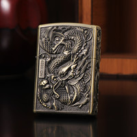ZORRO 佐罗 重盔甲浮雕龙凤貔貅煤油防风打火机 创意礼物