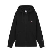 Champion 冠军 男女同款 Basic系列刺绣小C连帽套头拉链加绒开衫卫衣 黑 M