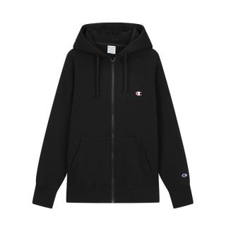 Champion 冠军 男女同款 Basic系列刺绣小C连帽套头拉链加绒开衫卫衣 黑 M