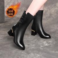 富贵鸟 秋冬富贵鸟简约中筒粗跟百搭潮流时装休闲女靴