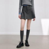 卡贝奈尔 格雷系遮肉显瘦半身裙百褶裙秋冬A字裙小个子半裙气质短裙女装