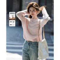 MT 秋季气质亮片圆领线衫慵懒软糯遮肉针织衫女上衣