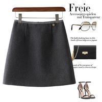 限尺码：SPECIAL 女士绵羊毛钉扣高腰A字短裙