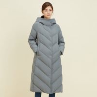 千仞岗 CHERICOM 羽绒服冬季女士长款修身鸭绒保暖连帽女外套 典雅绿88506 155/XS