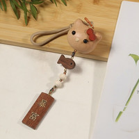 木易 乌檀木占卜龟壳挂件创意佛系青年可爱随身龟壳挂件包包车载挂件 榉木kt猫暴富车挂