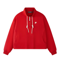 FILA 女装半拉链针织立领长袖卫衣 T11W613212F 2025AW 石榴红 S