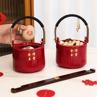 喜连枝 圆喜子孙桶 陶瓷路宝款 婚庆用品 1个装 红色