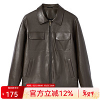凡客诚品 官方店高端商务PU皮修身夹克休闲男士外套 卡其