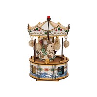 88VIP：大英博物馆 马上有钱旋转发光音乐盒 木质拼插摆件 可爱萌