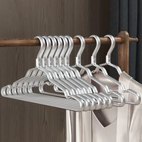 四万公里 轻奢标准护肩款 太空铝衣架 10支装 优雅银 防潮防锈