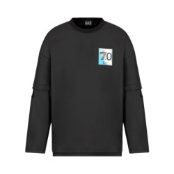 EMPORIO ARMANI Armani 6KPM27 PJCLZ 假两件棉质卫衣 黑 L