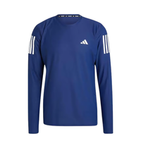 adidas Own the Run 系列圆领卫衣 马拉松Logo印花 条纹 蓝 L