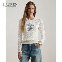 RALPH LAUREN LAUREN RALPH LAUREN 拉夫劳伦 女 26春修身版绞花结刺绣饰章棉针织衫RL62941 100-白色 S