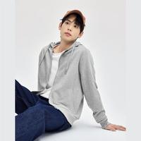 佐丹奴 春季纯棉织标口袋抽绳针织运动休闲连帽卫衣外套男士
