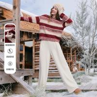 百图 秋冬女式针织毛衫柔软套头设计感上衣