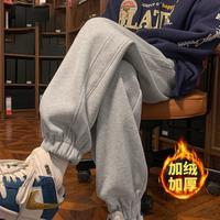 唐狮 2025冬季款男裤男针织束腿加绒长裤宽松百搭束脚裤子休闲长裤