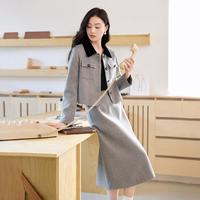 限尺码：茵曼 25年秋季气质法式翻领小香风外套半身裙套装女