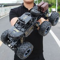 4DRC 遥控汽车大号合金四驱越野车rc遥控车男孩儿童玩具6-12新年节 38cm六驱合金越野车（黑色-双电池）