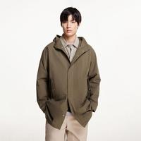 杰克琼斯 男士春秋外套宽松版型两侧摁扣插袋连帽领拉链门襟夹克