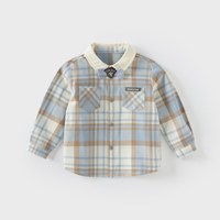 戴维贝拉 儿童新款衬衫2026男童学院风衬衣男宝宝春装纯棉格子上衣