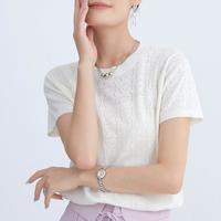 春竹 女士纯羊毛短袖针织衫