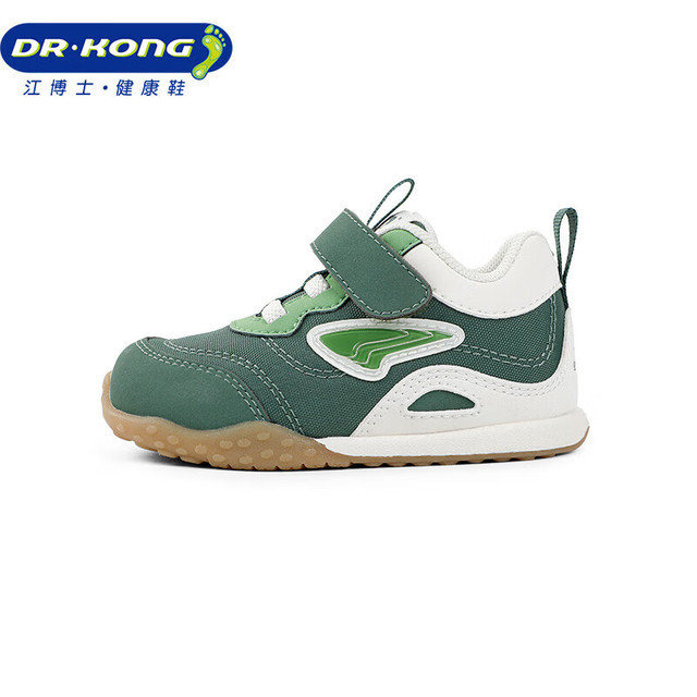 江博士 秋季男女婴儿宝宝鞋 简约拼色步前鞋 休闲透气魔术贴幼儿童鞋 绿色 21码 脚长约12.0-12.6