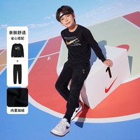 NIKE 3BRAND 耐克男女童红色拜年服卫衣+长裤2件套儿童加绒保暖套装
